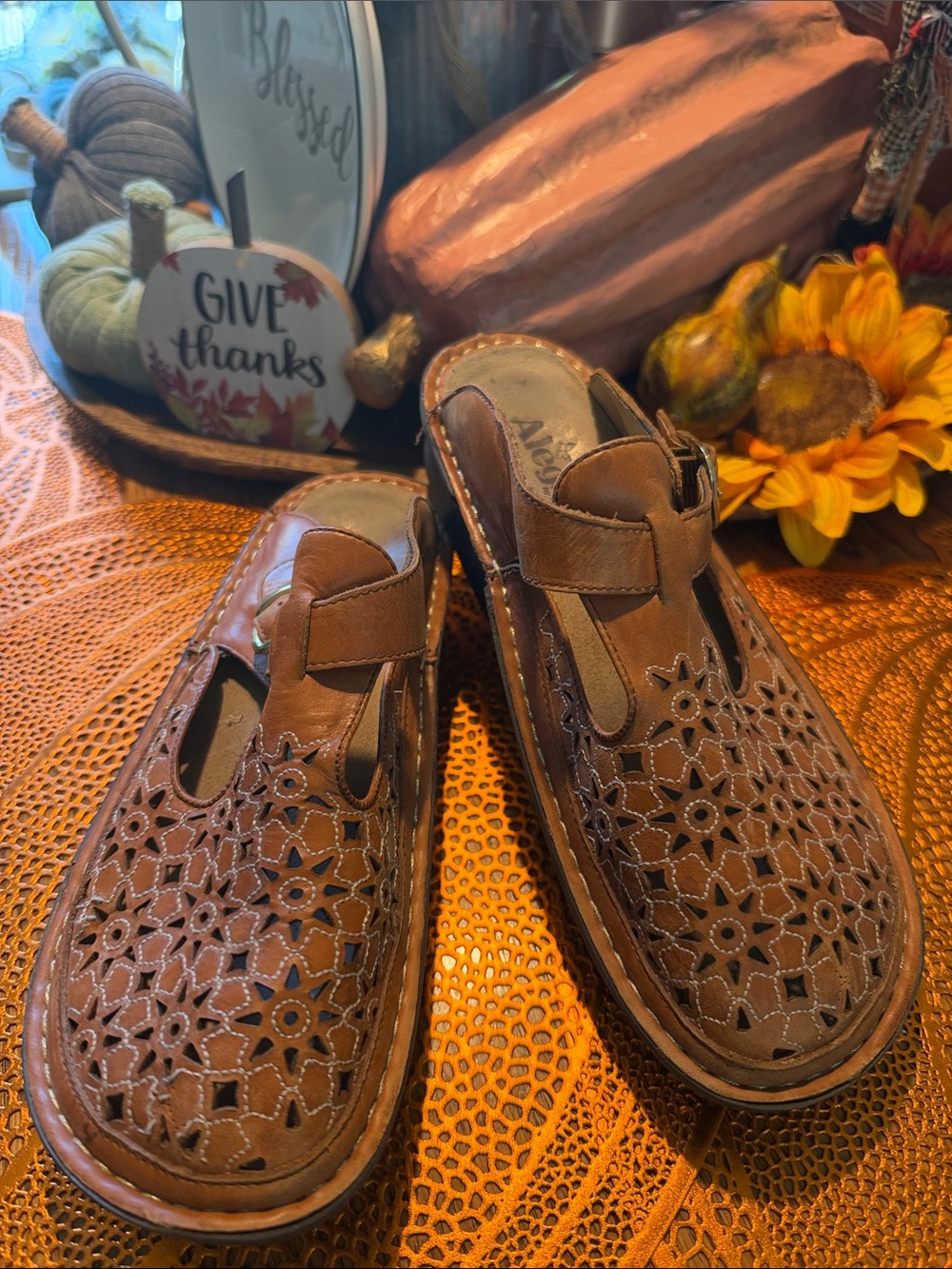 Alegria Mule Clogs Dusty Breezy Cognac Sz 40 - EUC